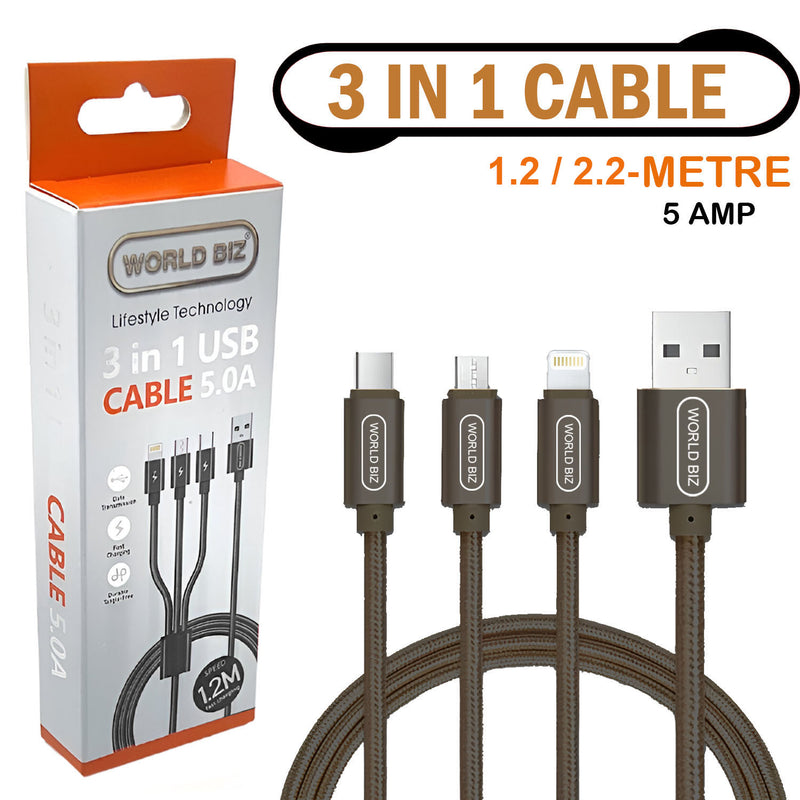 3 in 1 Fast Phone Charging Cable